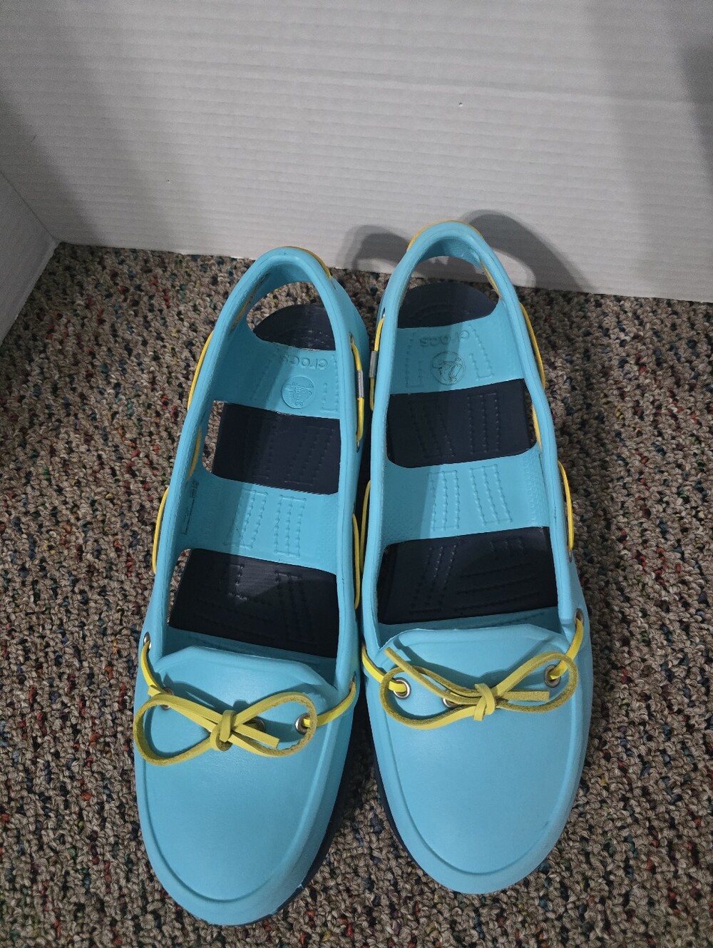 Crocs Boat Shoes Sandals # 14261 Women's 11 Blue Yellow - Picture 8 of 9